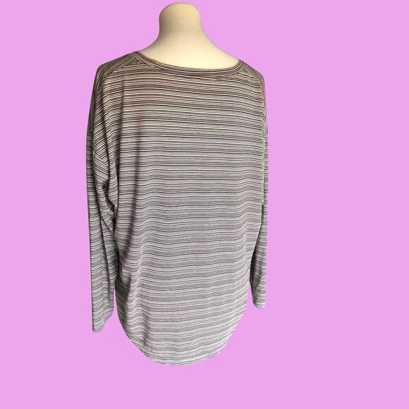 Athleta grey and white striped long sleeve top - Picture 3 of 6